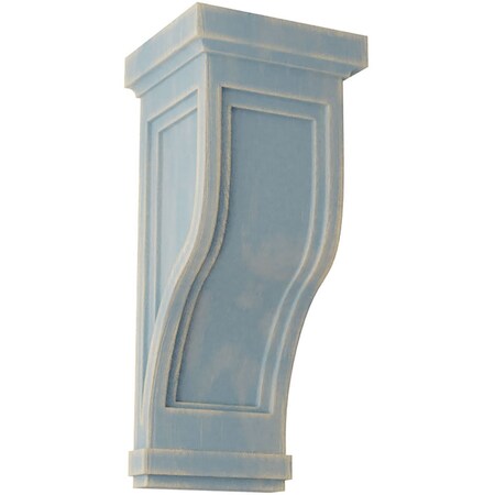 Ekena Millwork 7 1/2"W x 8"D x 17"H Traditional Recessed Wood Vintage Decor Corbel, Driftwood Blue CORWD07X08X17TRBU